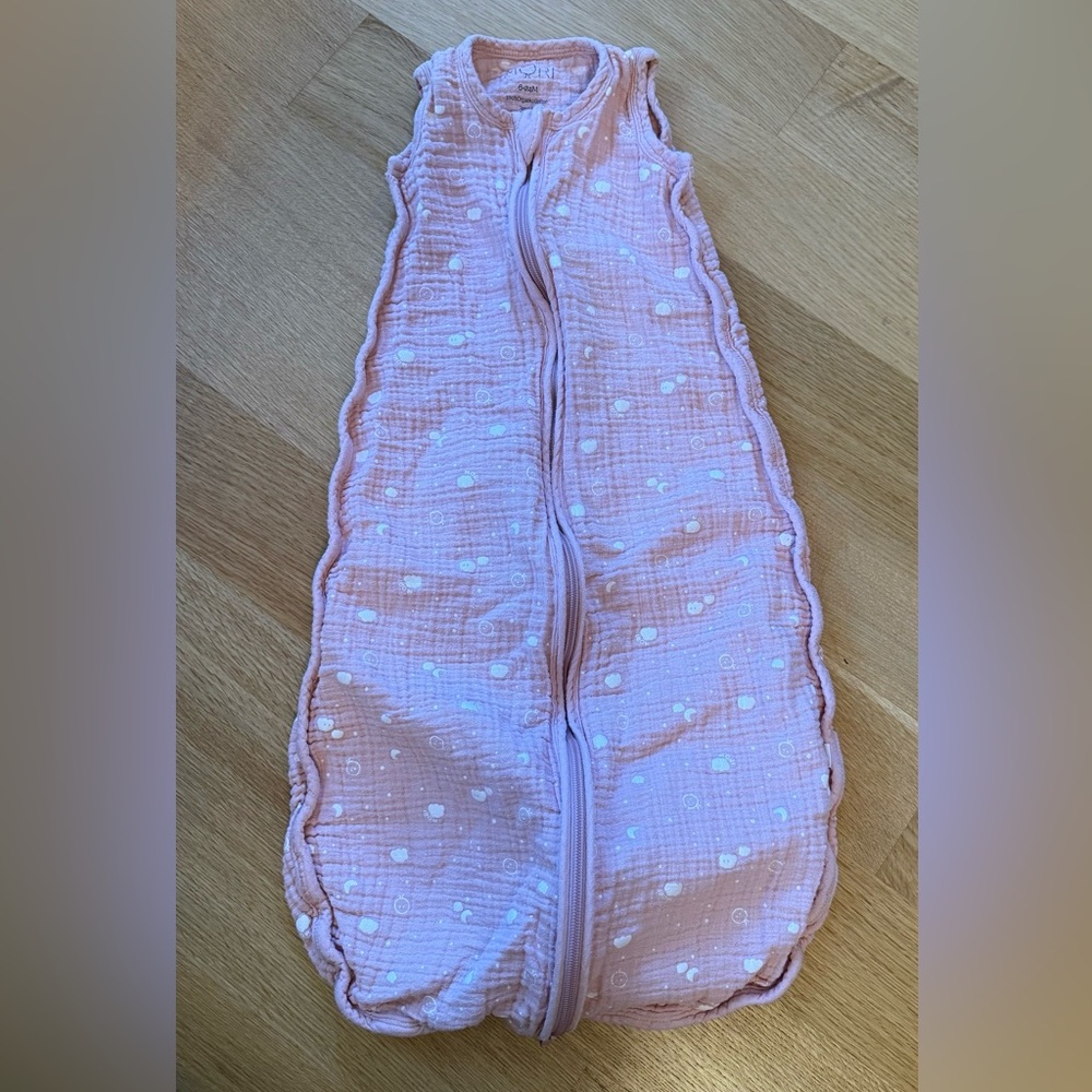 Baby Mori - 0.5 TOG Cozy Pink Print Kids Sleep Sack - Size 6M-24M